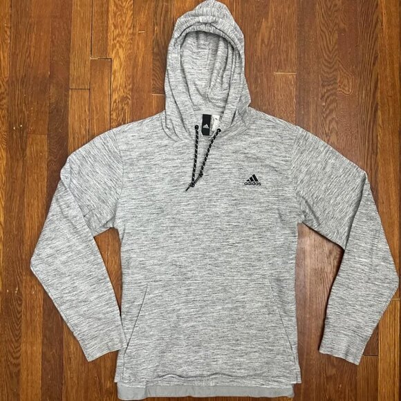Adidas Men's Essentials Pique Drawstring Hoodie Heather Grey BS3232 Size Large - Picture 3 of 9